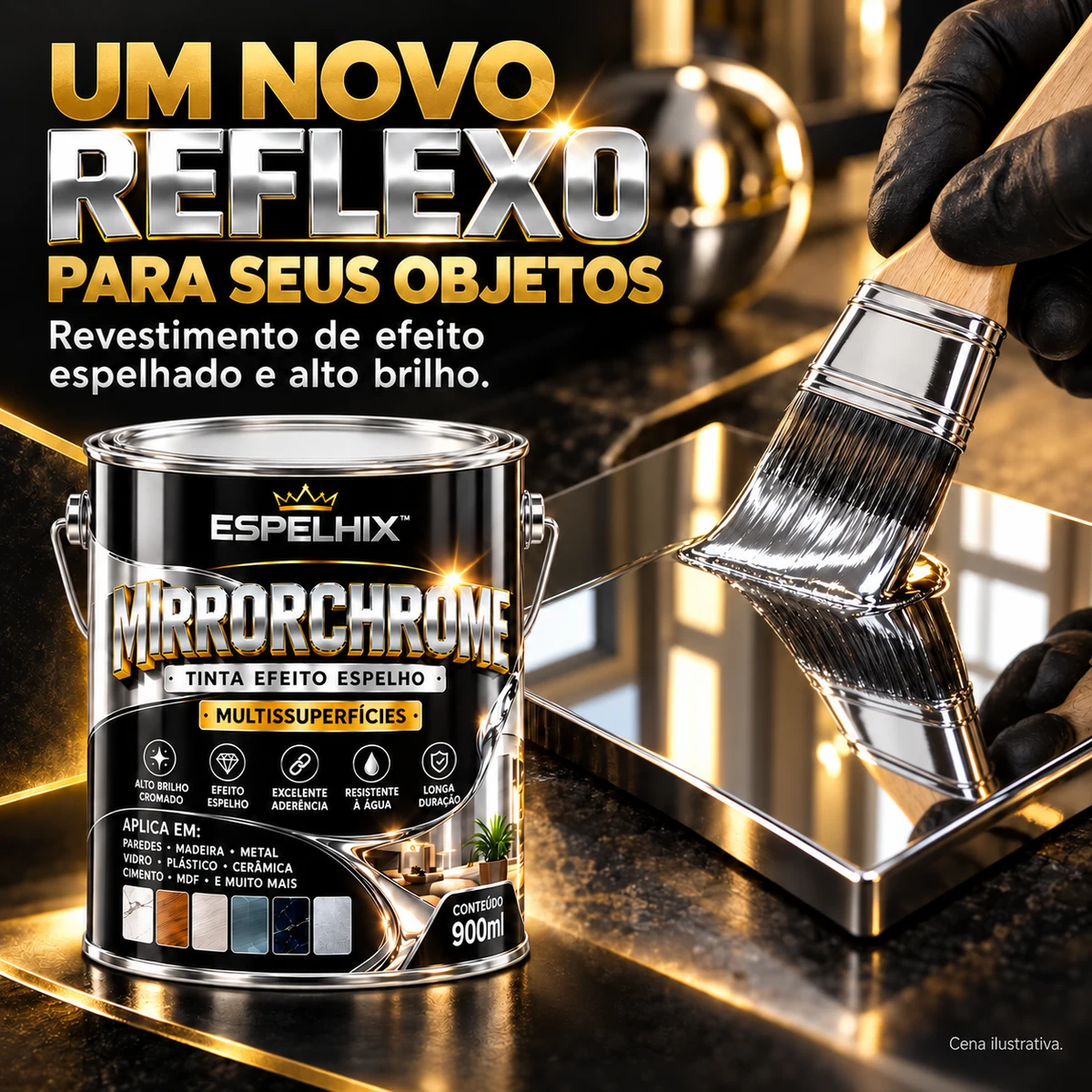 Demonstração da principal funcionalidade de MirrorChrome — Tinta Efeito Espelho