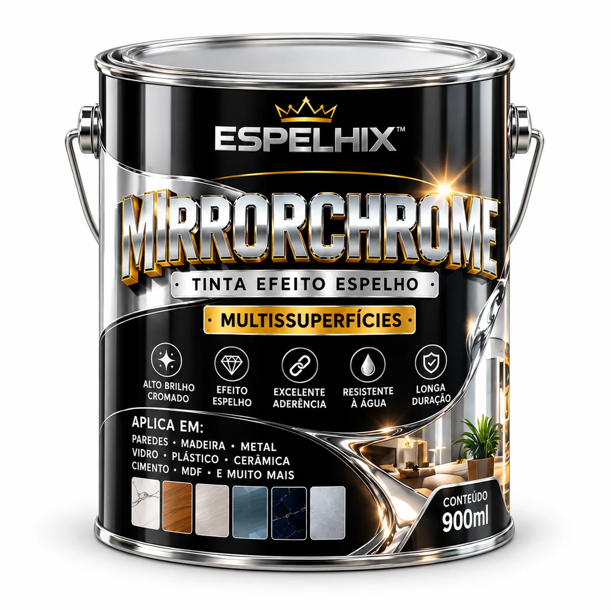 Lata de 900 ml da ESPELHIX MirrorChrome
